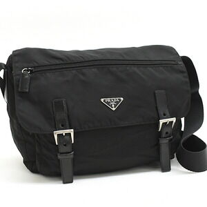 Prada Vela Sport Shoulder Bag Black Nylon Triangle Logo
